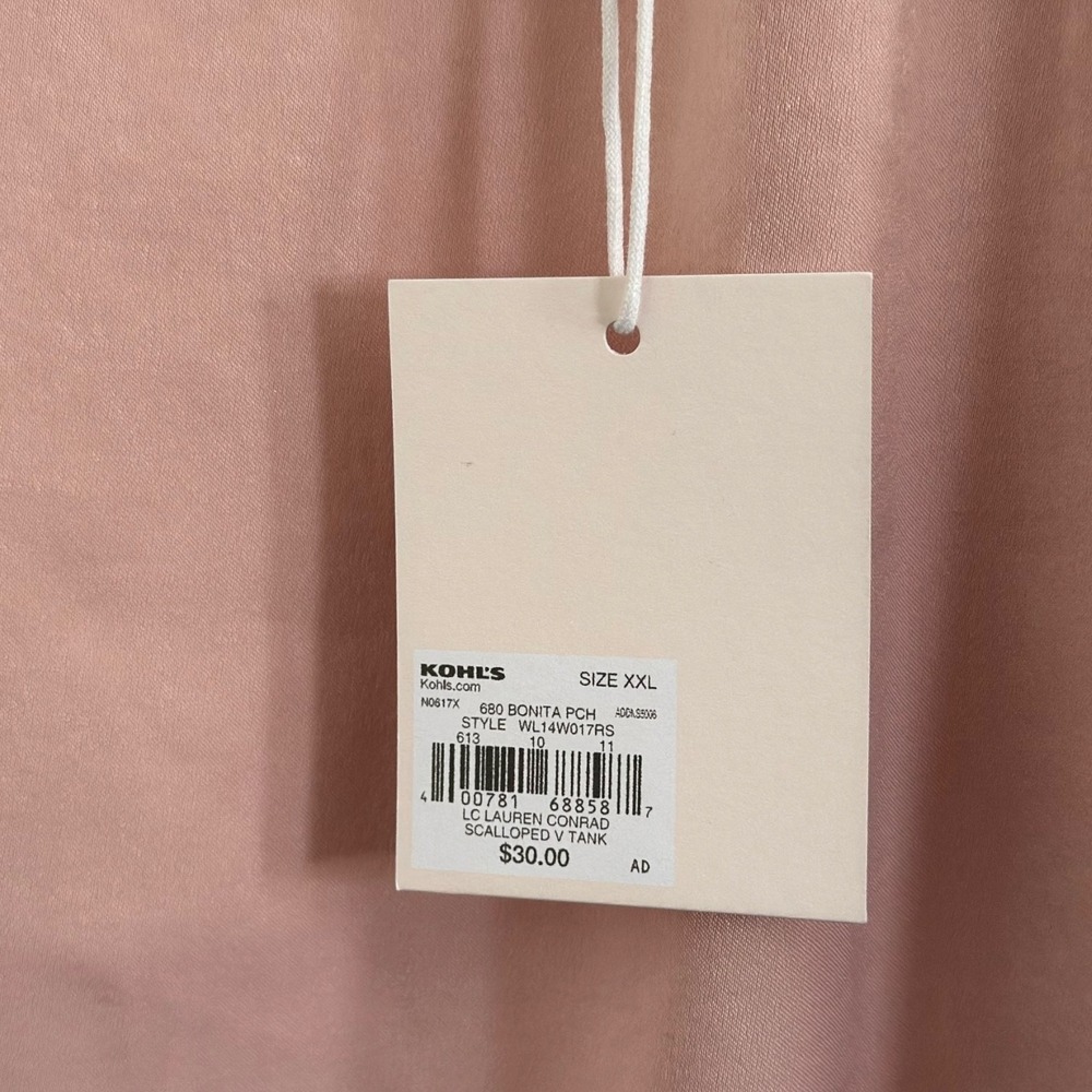 LC Lauren Conrad Bonita PCH Scalloped V Tank Satin Camisole Top Size XXL NWT - Picture 7 of 7
